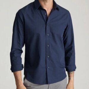 Men's Large Slim UNTUCKit Navy Wrinkle Free Castillo Shirt, Like New